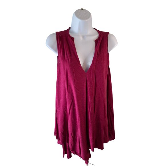 Umgee Womens Flowing Tunic Top M Burgundy Sleeveless VNeck Lagenlook Boho Y2K - Picture 1 of 7